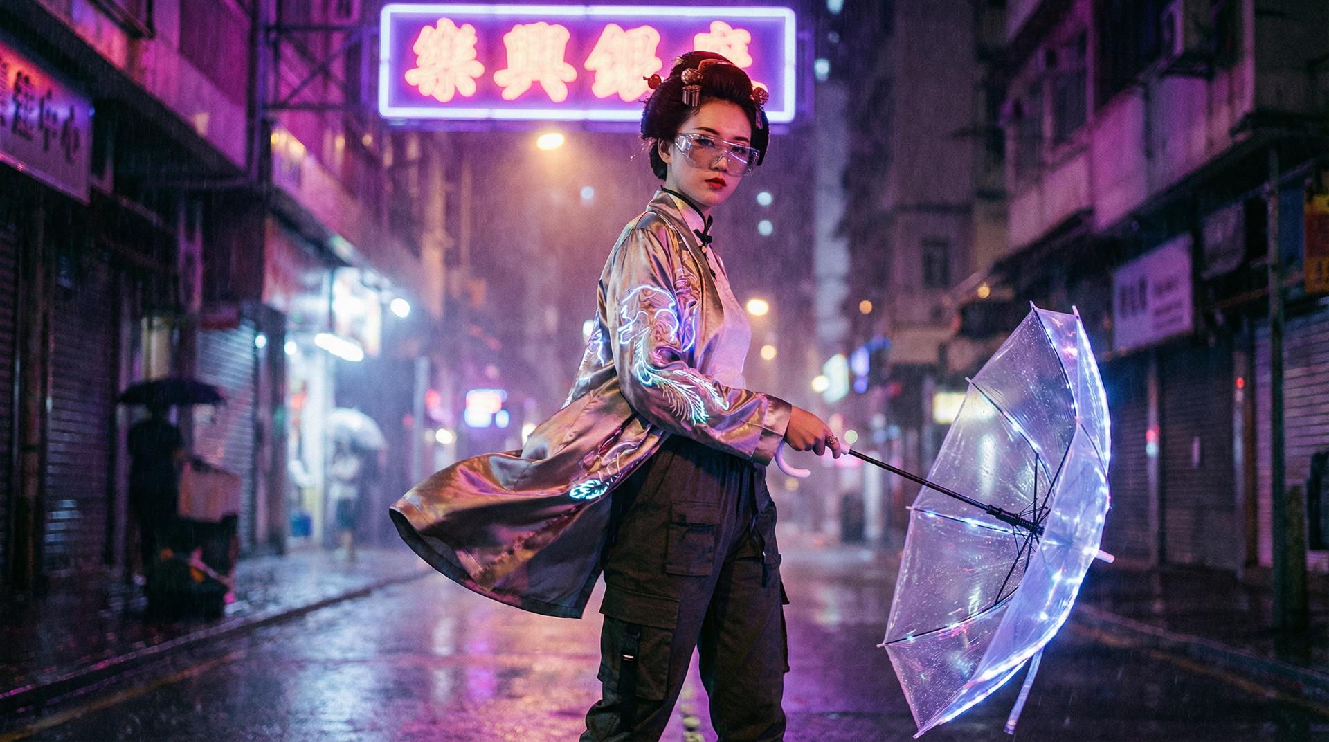 校花赛博朋克都市夜景短传媒制作